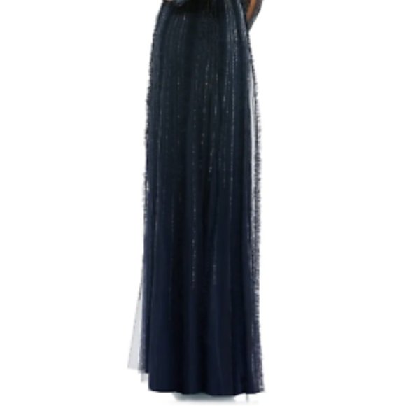 MAC DUGGAL ILLUSIONS A-LINE LONG SLEEVE MIDNIGHT NAVY GOWN sz 8 - Picture 7 of 7